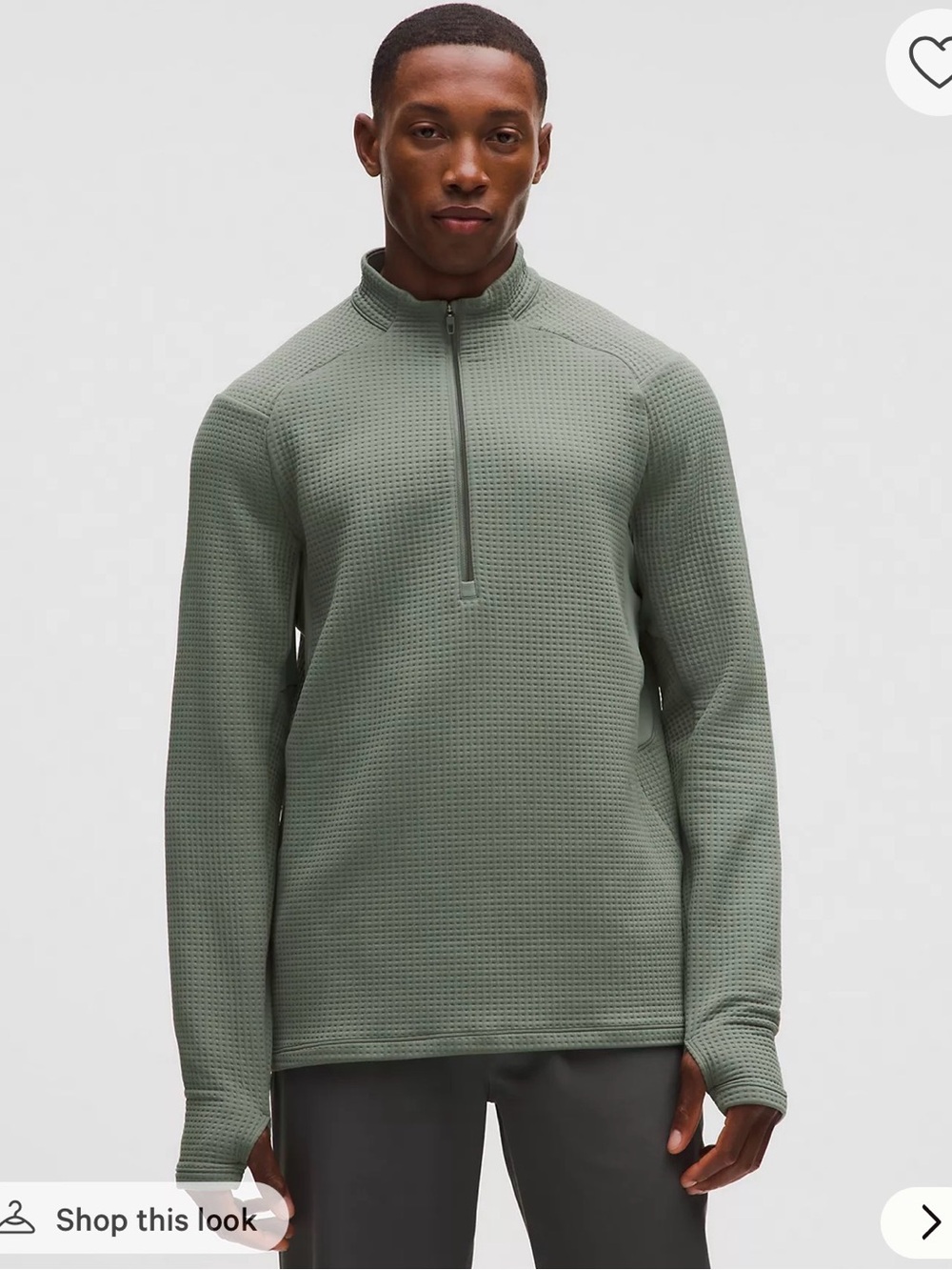 lululemon athletica Sage Green Half-Zip Waffle Pullover